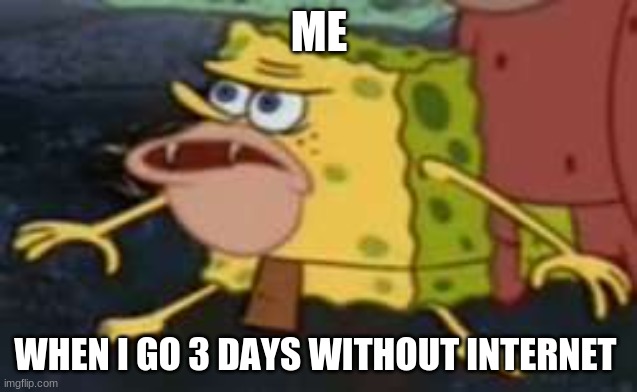 I NEED INTERNET |  ME; WHEN I GO 3 DAYS WITHOUT INTERNET | image tagged in memes,spongegar | made w/ Imgflip meme maker