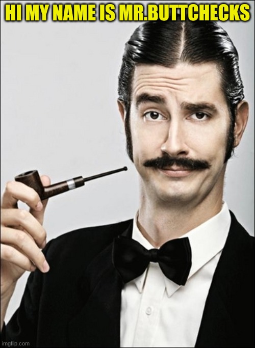 rich guy | HI MY NAME IS MR.BUTTCHECKS | image tagged in rich guy | made w/ Imgflip meme maker
