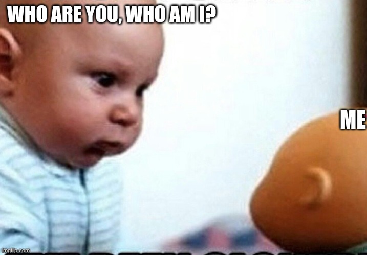 WHO ARE YOU, WHO AM I? ME | image tagged in memes,funny,huh,will you stop reading the tags,just stop,stop | made w/ Imgflip meme maker