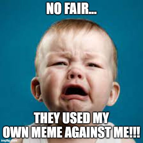 Someone used my own meme against me!!! | NO FAIR... THEY USED MY OWN MEME AGAINST ME!!! | image tagged in someone used my own meme against me | made w/ Imgflip meme maker