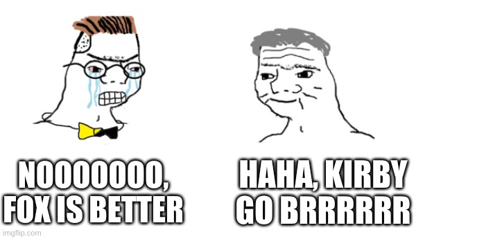 nooo haha go brrr | NOOOOOOO, FOX IS BETTER HAHA, KIRBY GO BRRRRRR | image tagged in nooo haha go brrr | made w/ Imgflip meme maker