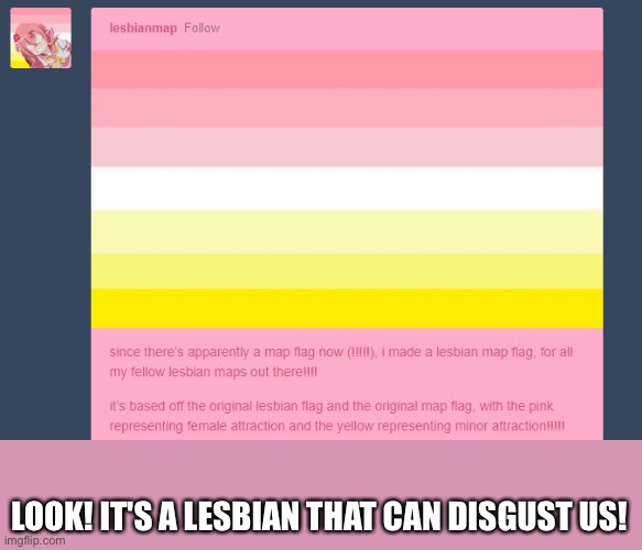  LOOK! IT'S A LESBIAN THAT CAN DISGUST US! | image tagged in memes,yuck,lesbian | made w/ Imgflip meme maker