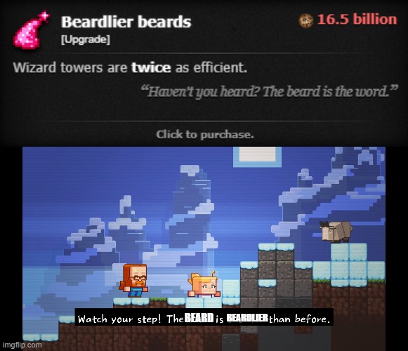BEARD; BEARDLIER | image tagged in the snow is snowier than before | made w/ Imgflip meme maker