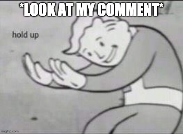 Fallout Hold Up | *LOOK AT MY COMMENT* | image tagged in fallout hold up | made w/ Imgflip meme maker