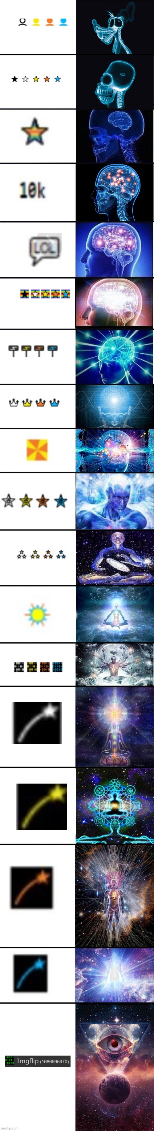 all the icons in expanding brain format | image tagged in expanding brain 9001,icons | made w/ Imgflip meme maker