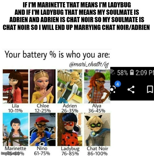  IF I'M MARINETTE THAT MEANS I'M LADYBUG AND IF I'M LADYBUG THAT MEANS MY SOULMATE IS ADRIEN AND ADRIEN IS CHAT NOIR SO MY SOULMATE IS CHAT NOIR SO I WILL END UP MARRYING CHAT NOIR/ADRIEN | image tagged in blank white template | made w/ Imgflip meme maker