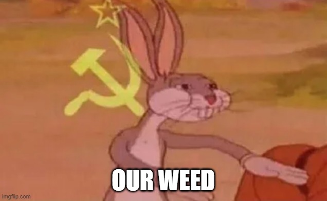 Bugs bunny communist | OUR WEED | image tagged in bugs bunny communist | made w/ Imgflip meme maker