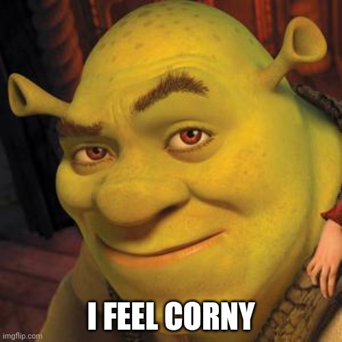 Shrek Sexy Face | I FEEL CORNY | image tagged in shrek sexy face | made w/ Imgflip meme maker