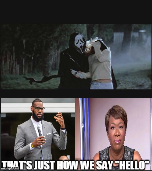 Idiot role models | THAT'S JUST HOW WE SAY "HELLO" | image tagged in lebron james,liberal logic,police,black lives matter,media lies | made w/ Imgflip meme maker