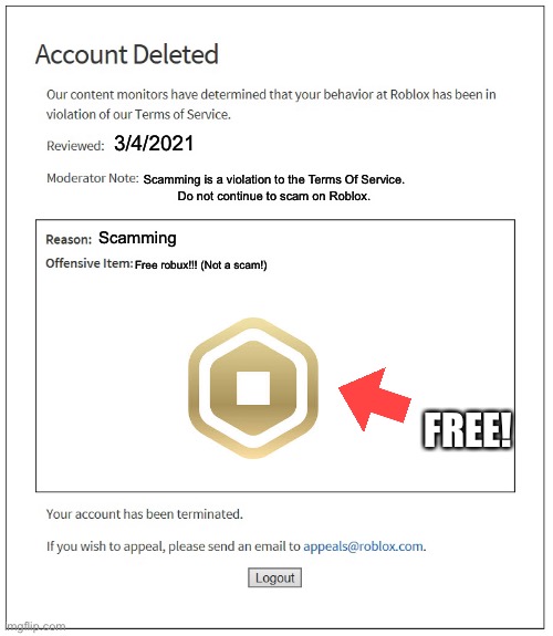 This Is A Real Type Of Roblox Account Deletion Imgflip - how to logout of your roblox account on mobile