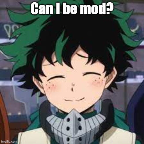 happy deku | Can I be mod? | image tagged in happy deku | made w/ Imgflip meme maker