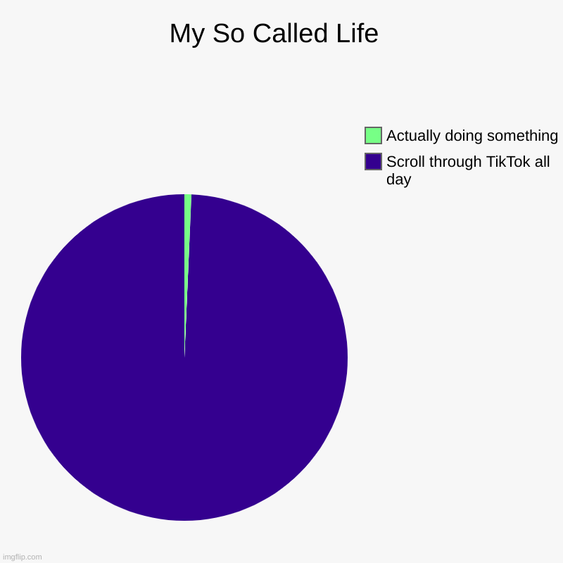 My so called life | My So Called Life  | Scroll through TikTok all day, Actually doing something | image tagged in charts,pie charts,life | made w/ Imgflip chart maker