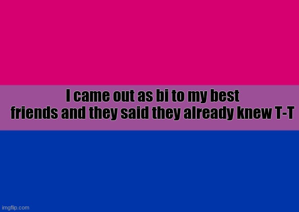 this is how you know you have real friends | I came out as bi to my best friends and they said they already knew T-T | image tagged in bisexual | made w/ Imgflip meme maker