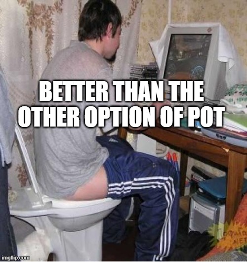 Toilet Computer | BETTER THAN THE OTHER OPTION OF POT | image tagged in toilet computer | made w/ Imgflip meme maker