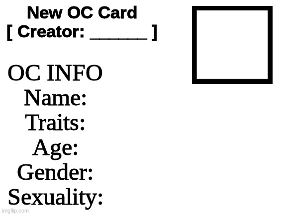 New OC Card (ID) Blank Meme Template
