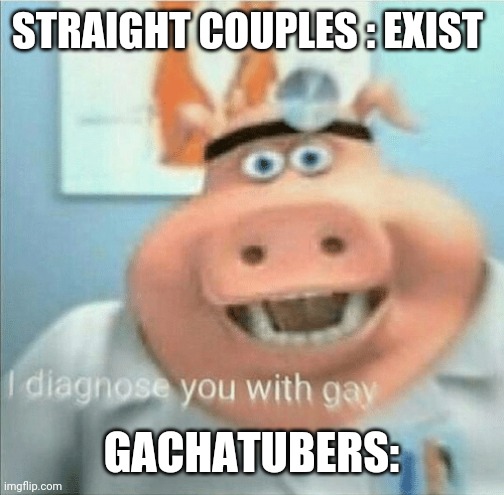 I diagnose you with gay | STRAIGHT COUPLES : EXIST; GACHATUBERS: | image tagged in i diagnose you with gay | made w/ Imgflip meme maker