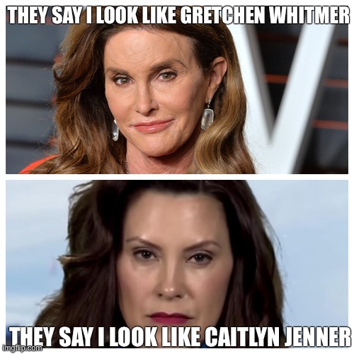 The Governors | THEY SAY I LOOK LIKE GRETCHEN WHITMER; THEY SAY I LOOK LIKE CAITLYN JENNER | image tagged in the governors | made w/ Imgflip meme maker