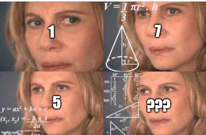 Math lady/Confused lady | 1 7 5 ??? | image tagged in math lady/confused lady | made w/ Imgflip meme maker