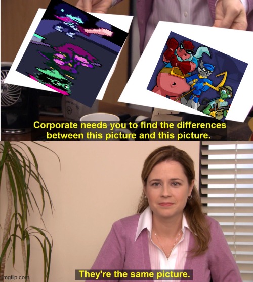 When I first saw deltarune I thought about the cooper gang | image tagged in memes,they're the same picture,sly cooper,deltarune | made w/ Imgflip meme maker
