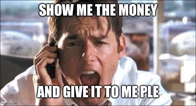 Show me the money | SHOW ME THE MONEY; AND GIVE IT TO ME PLEASE | image tagged in show me the money | made w/ Imgflip meme maker