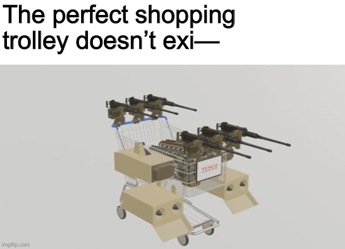 “Which allows us to outflank the enemy and do some sick outside overtakes on turns” | The perfect shopping trolley doesn’t exi— | made w/ Imgflip meme maker