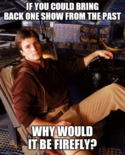 If you could | IF YOU COULD BRING BACK ONE SHOW FROM THE PAST; WHY WOULD IT BE FIREFLY? | image tagged in firefly mal,firefly,i wish | made w/ Imgflip meme maker