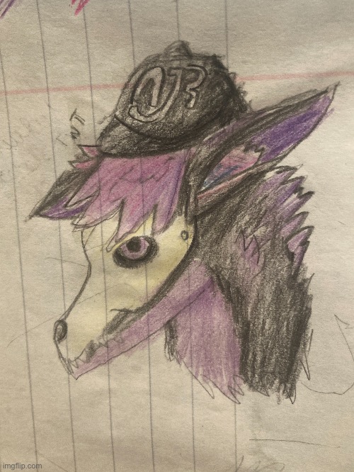 I know it looks bad but I tried to draw my ΔJR Furry in real life ;w; | image tagged in drawing,furry | made w/ Imgflip meme maker