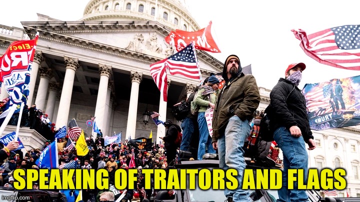 Capitol Riot | SPEAKING OF TRAITORS AND FLAGS | image tagged in capitol riot | made w/ Imgflip meme maker