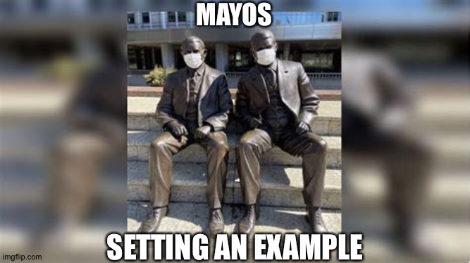 A couple of Mayos | MAYOS; SETTING AN EXAMPLE | image tagged in mayo brothers statue | made w/ Imgflip meme maker