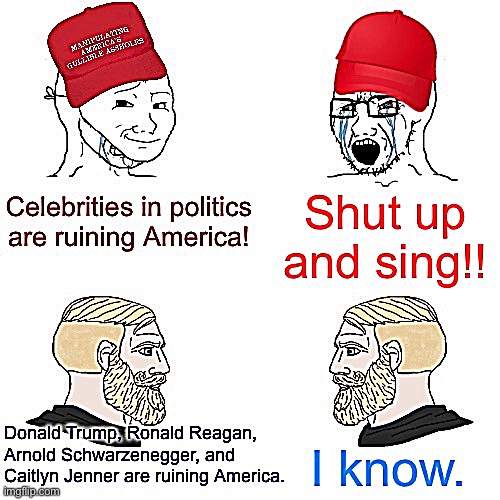lol | image tagged in chad-,chad,celebrities,celebs,politics,conservative hypocrisy | made w/ Imgflip meme maker