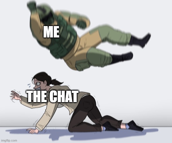 When You Kill the Chat | ME; THE CHAT | image tagged in rainbow six - fuze the hostage,discord,humor | made w/ Imgflip meme maker