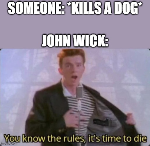 *Die* | SOMEONE: *KILLS A DOG*; JOHN WICK: | image tagged in you know the rules it's time to die,memes,john wick,gifs,funny | made w/ Imgflip meme maker