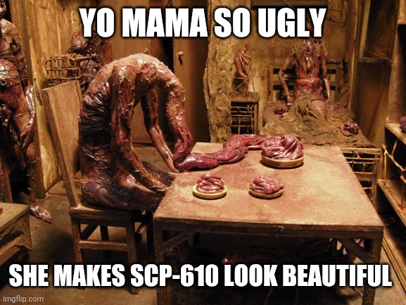 SCP-610 | YO MAMA SO UGLY; SHE MAKES SCP-610 LOOK BEAUTIFUL | image tagged in scp-610 | made w/ Imgflip meme maker