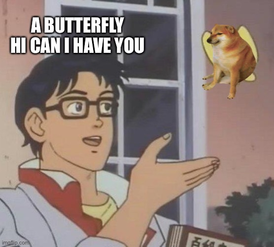 Is This A Pigeon Meme | A BUTTERFLY HI CAN I HAVE YOU | image tagged in memes,is this a pigeon | made w/ Imgflip meme maker