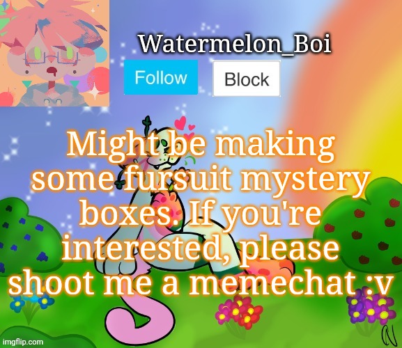 Nemo's template 2 | Might be making some fursuit mystery boxes. If you're interested, please shoot me a memechat :v | image tagged in nemo's template 2 | made w/ Imgflip meme maker
