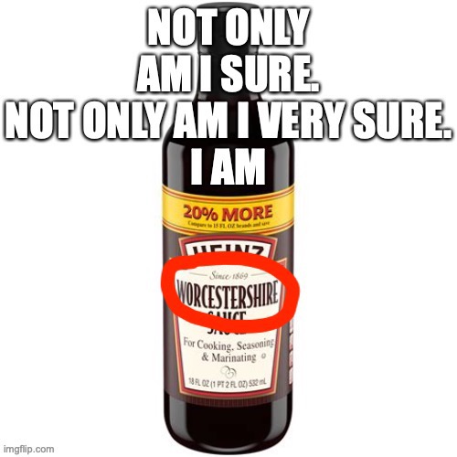 I am Worcestershire | image tagged in worcestershire,sure,pun | made w/ Imgflip meme maker