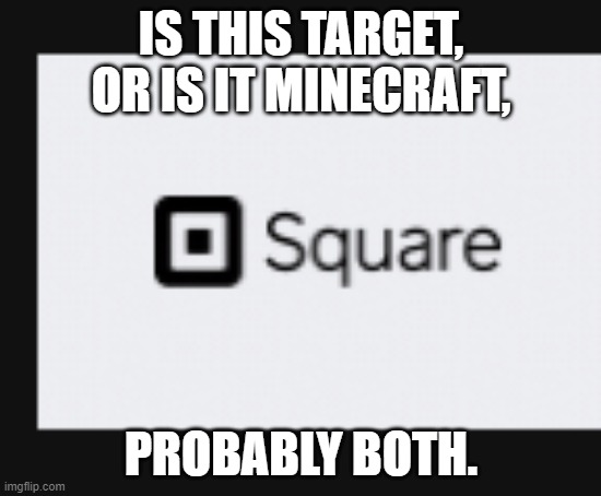 square target | IS THIS TARGET, OR IS IT MINECRAFT, PROBABLY BOTH. | image tagged in target | made w/ Imgflip meme maker