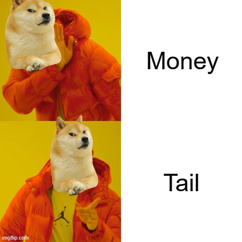 Dog approved | Money; Tail | image tagged in memes,drake hotline bling | made w/ Imgflip meme maker