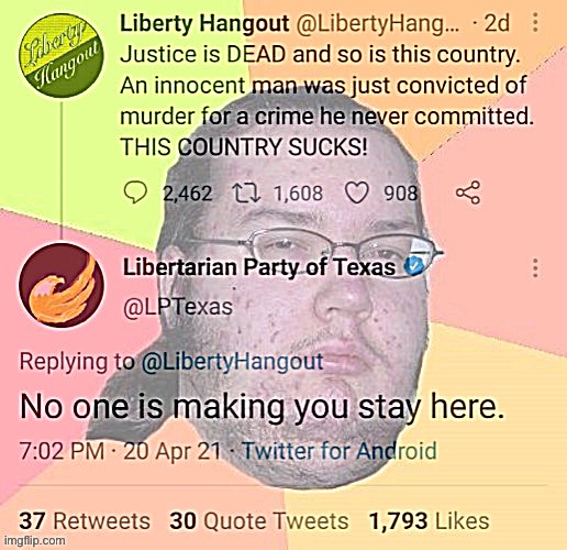 Is there anything more satisfying than watching two libertarians duke it out? Enjoy & have a very pleasant evening | image tagged in libertarian cagefight,libertarians,twitter,libertarianism,libertarian,george floyd | made w/ Imgflip meme maker