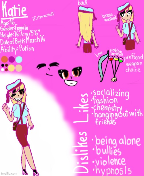 I made a character reference sheet for one of my OCs. Let me know if I should do more or if you have any questions about her | image tagged in original character,reference | made w/ Imgflip meme maker