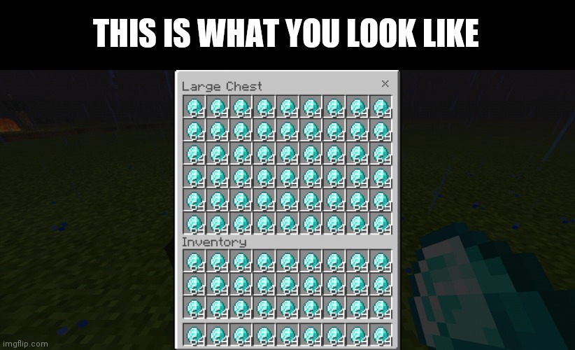 Chestful of diamonds | THIS IS WHAT YOU LOOK LIKE | image tagged in chestful of diamonds | made w/ Imgflip meme maker