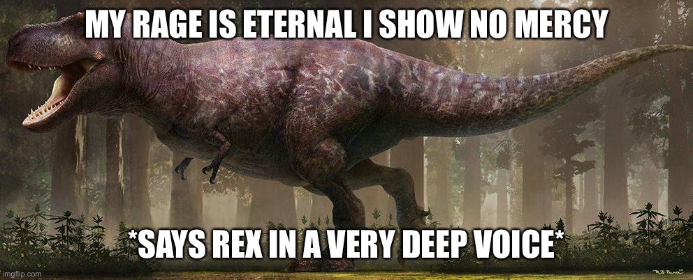 Don’t make Rex angry or no beans today | MY RAGE IS ETERNAL I SHOW NO MERCY; *SAYS REX IN A VERY DEEP VOICE* | image tagged in beans | made w/ Imgflip meme maker