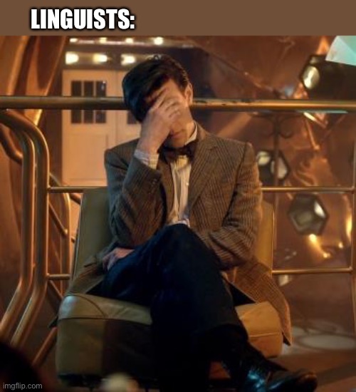 Doctor who facepalm | LINGUISTS: | image tagged in doctor who facepalm | made w/ Imgflip meme maker