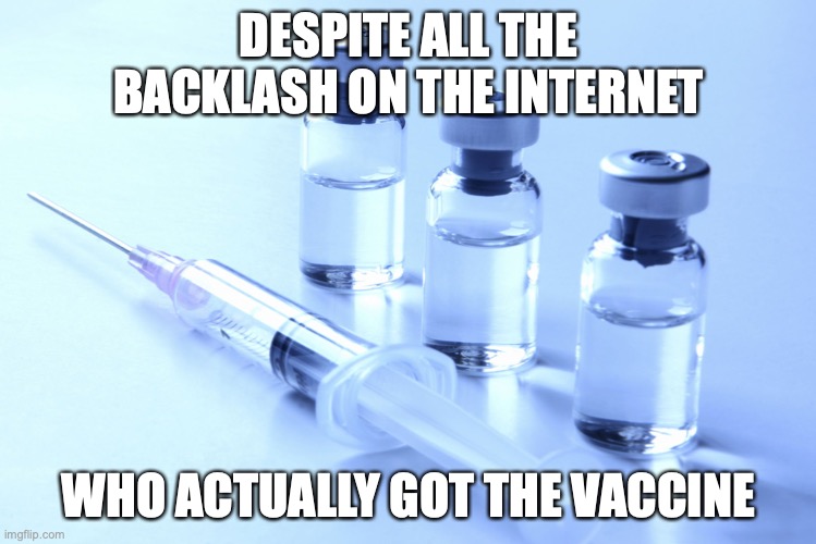 From those who can I mean... | DESPITE ALL THE BACKLASH ON THE INTERNET; WHO ACTUALLY GOT THE VACCINE | image tagged in vaccine,i did,and if you want,tell me why or why not,covid19,coronavirus | made w/ Imgflip meme maker