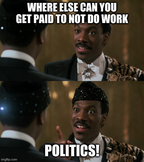 How decisions are made | WHERE ELSE CAN YOU GET PAID TO NOT DO WORK; POLITICS! | image tagged in how decisions are made | made w/ Imgflip meme maker