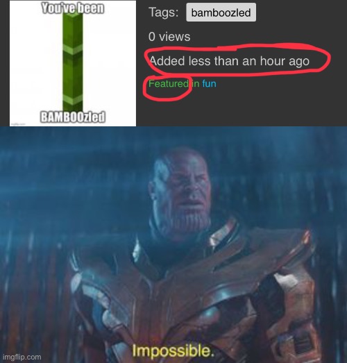 Impossible. | image tagged in thanos impossible | made w/ Imgflip meme maker