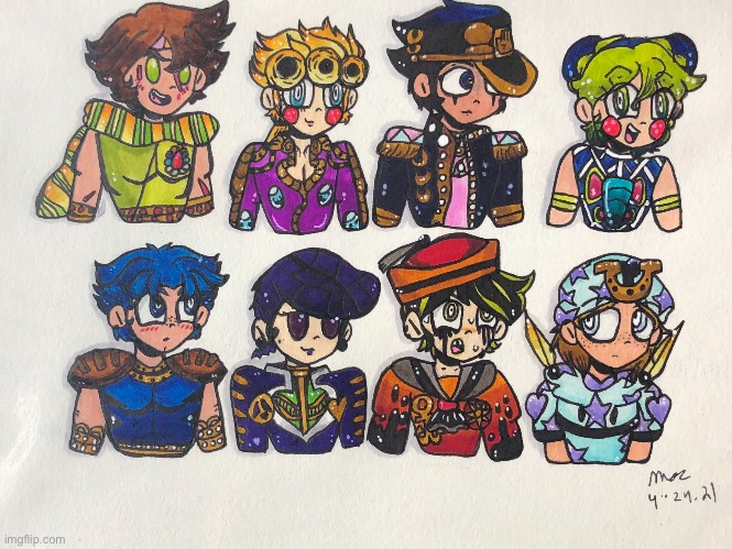 Here’s my JoJo drawing from earlier, just with better lighting! | image tagged in fan art,jojo's bizarre adventure,anime,repost,characters | made w/ Imgflip meme maker