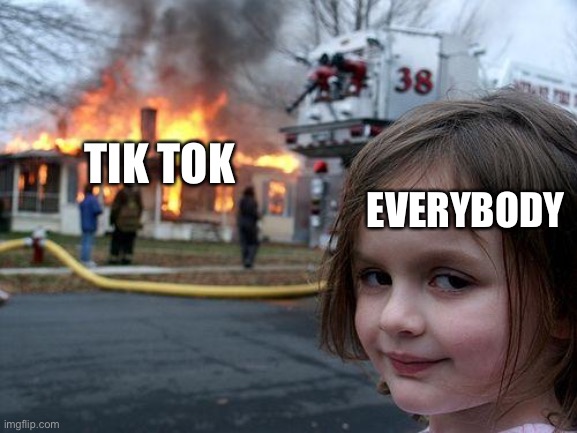 Disaster Girl | TIK TOK; EVERYBODY | image tagged in memes,disaster girl | made w/ Imgflip meme maker