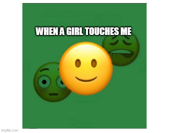 haha | WHEN A GIRL TOUCHES ME | image tagged in lip bite | made w/ Imgflip meme maker