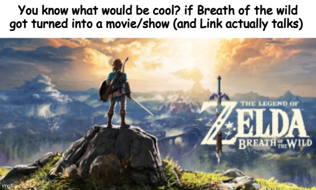 You know what would be cool? if Breath of the wild got turned into a movie/show (and Link actually talks) | image tagged in the legend of zelda breath of the wild | made w/ Imgflip meme maker